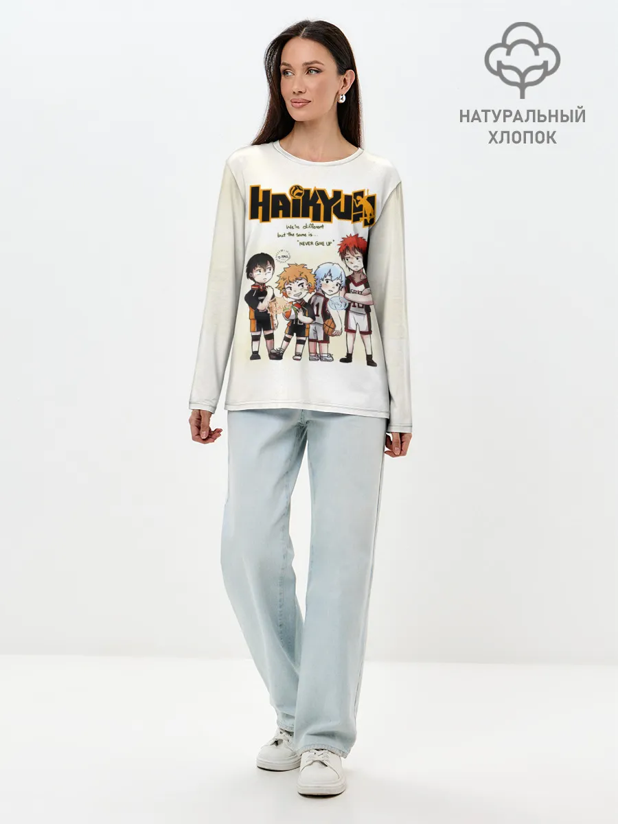 Лонгслив женский. Хлопок / Старшая Карасуно | Академия Шираторизава