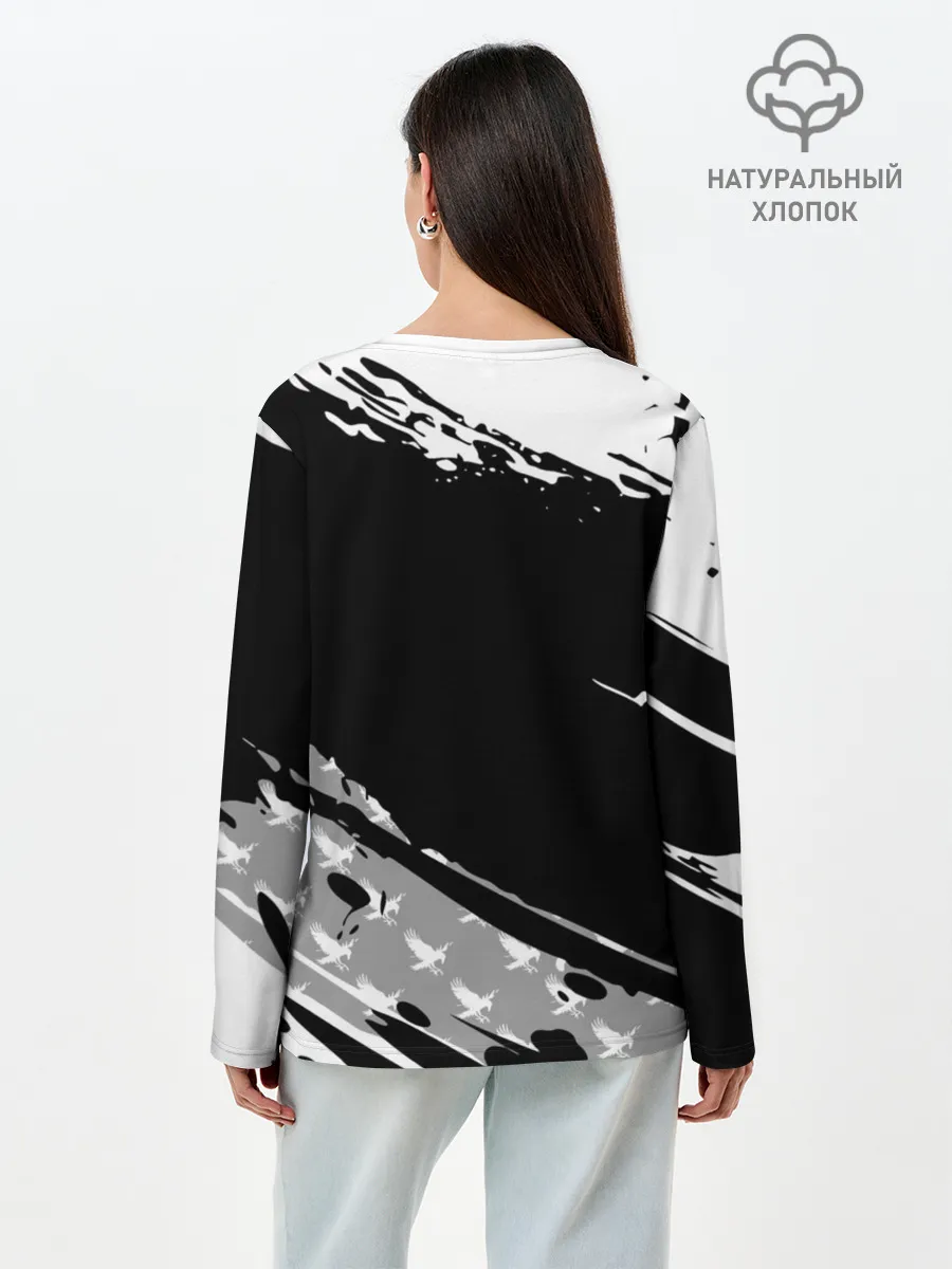 Лонгслив женский. Хлопок / Haikyuu!! Ворон иероглиф