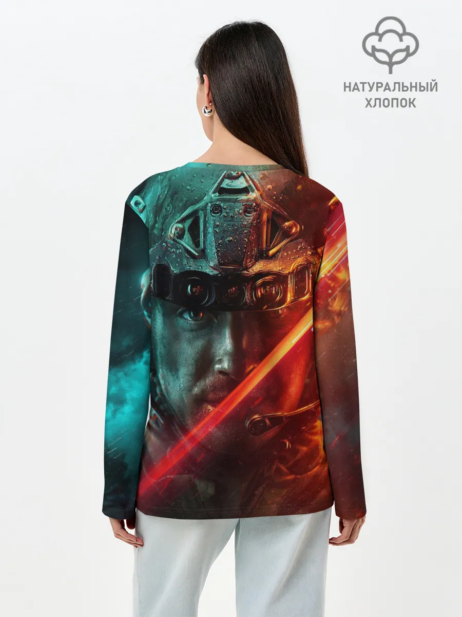 Лонгслив женский. Хлопок / Battlefield 2042 Soldier face