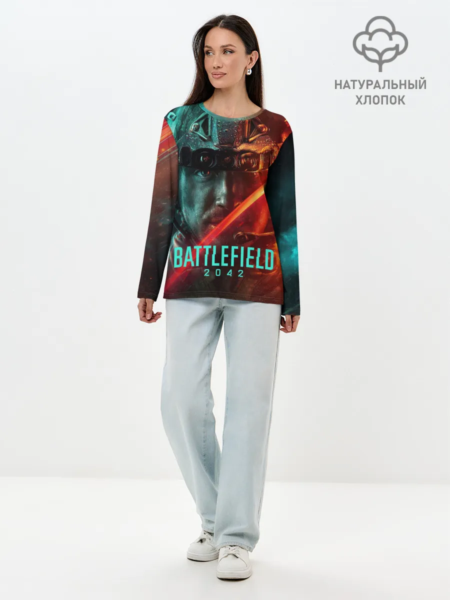Лонгслив женский. Хлопок / Battlefield 2042 Soldier face