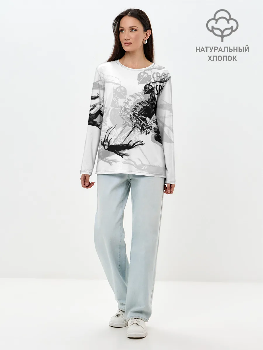 Лонгслив женский. Хлопок / Всадник и чёрт