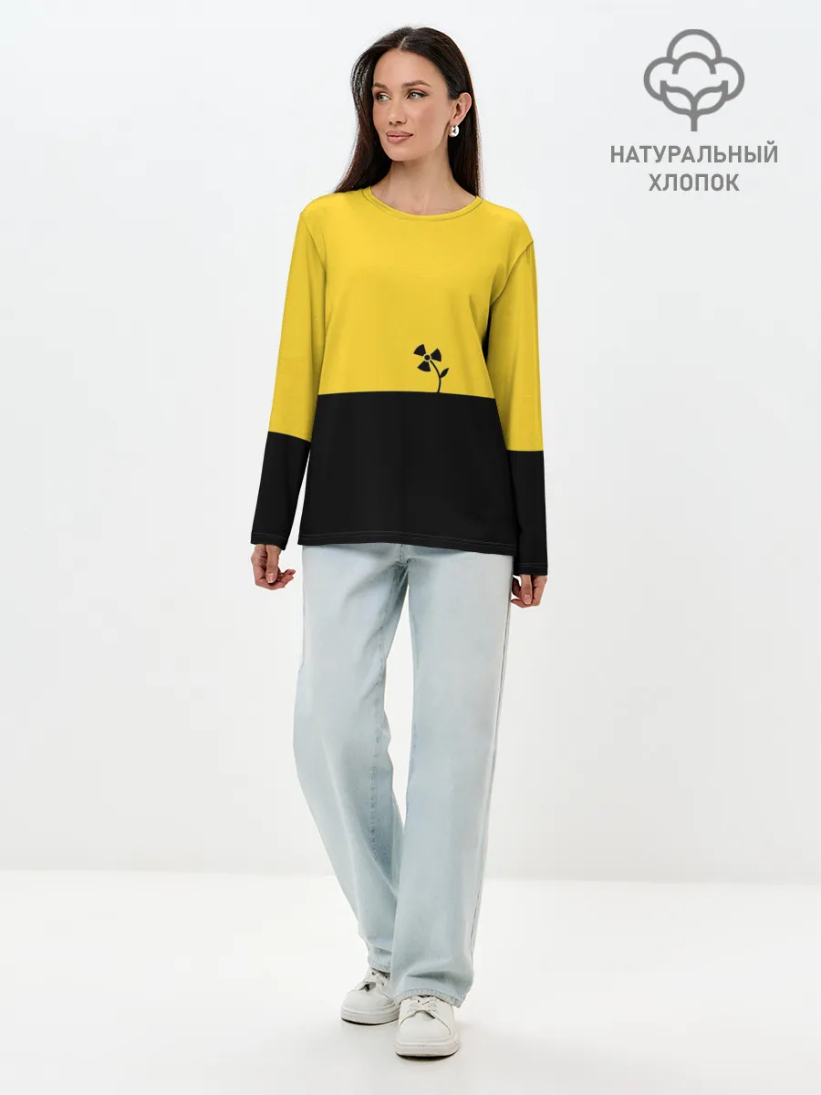 Лонгслив женский. Хлопок / Радиоактивный цветок