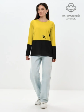 Лонгслив женский. Хлопок / Радиоактивный цветок