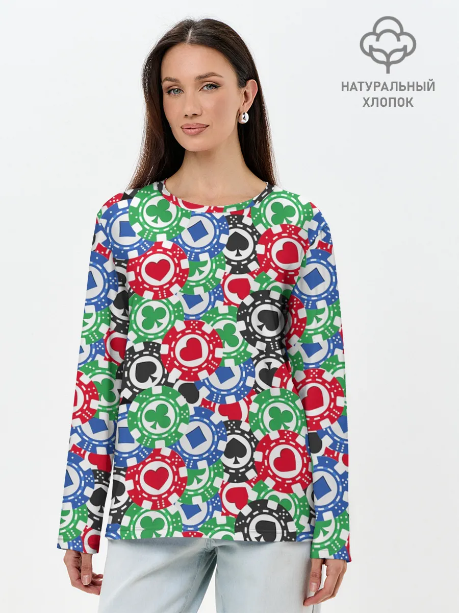 Лонгслив женский. Хлопок / Покер