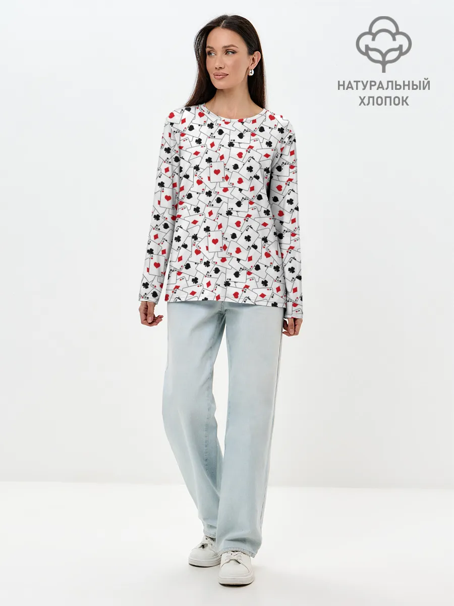 Лонгслив женский. Хлопок / Тузы