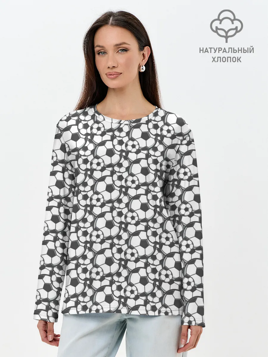 Лонгслив женский. Хлопок / Футбольные Мячи