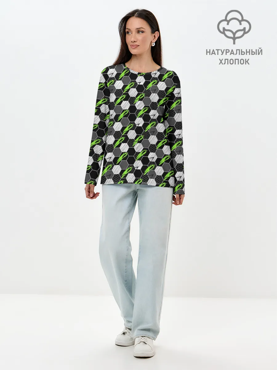 Лонгслив женский. Хлопок / Текстура мяча