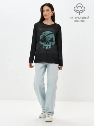 Лонгслив женский. Хлопок / Skull of pirate