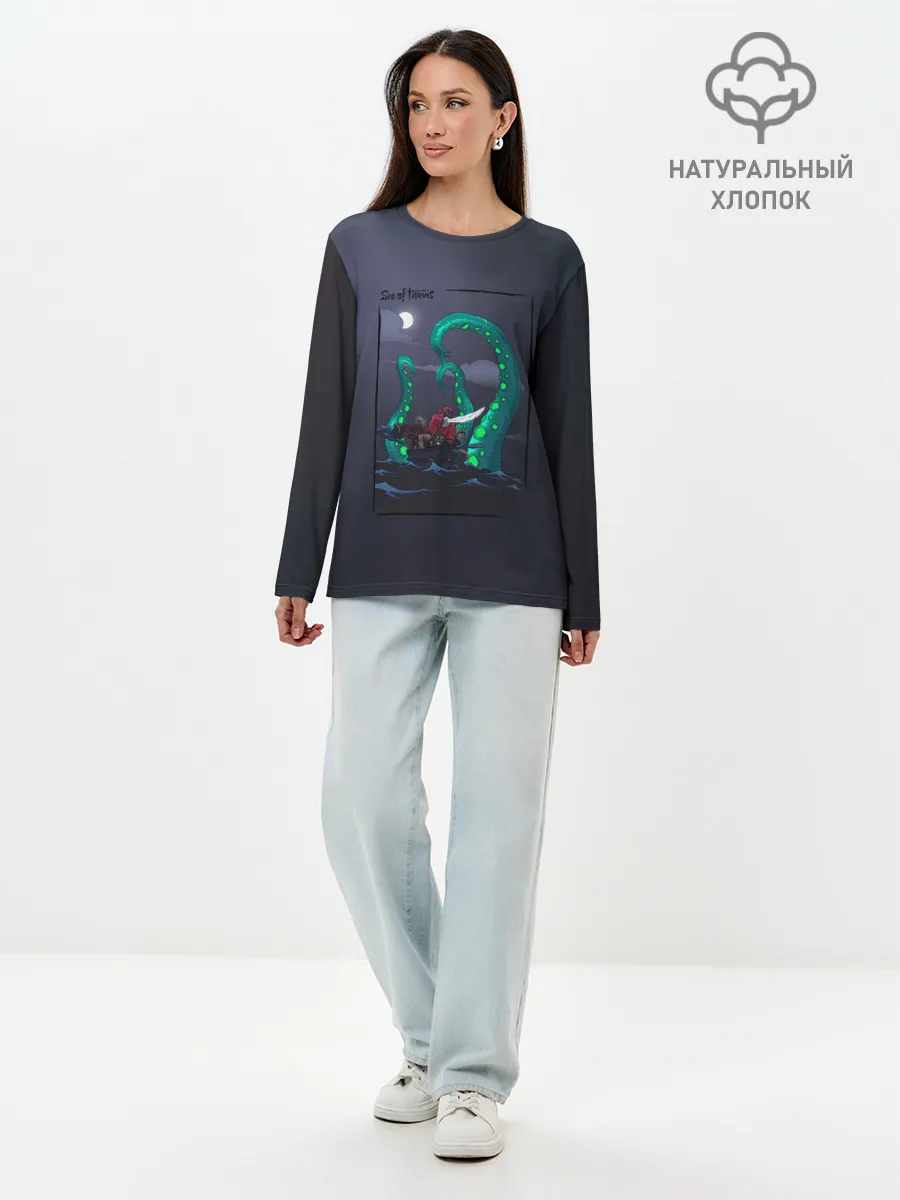 Лонгслив женский. Хлопок / Кракен