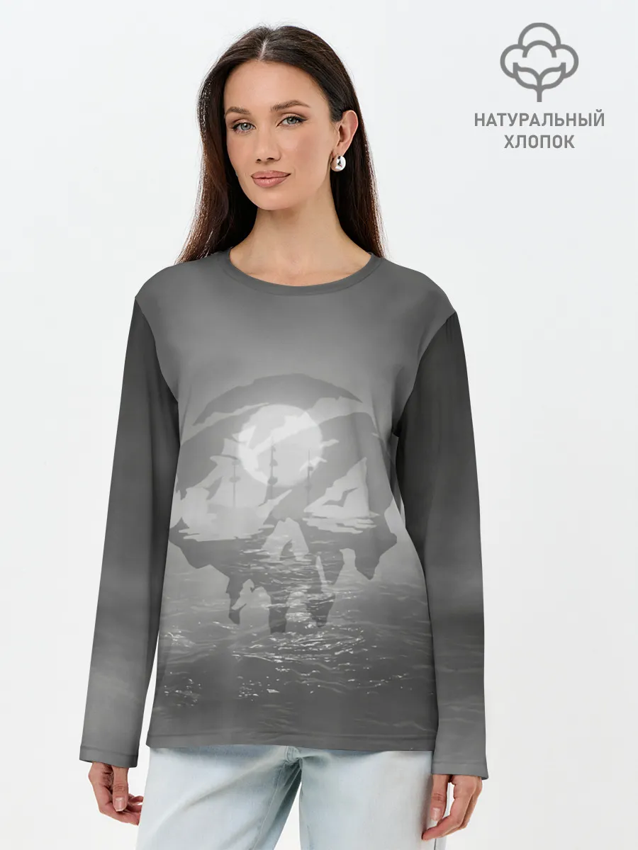 Лонгслив женский. Хлопок / Пираты в море