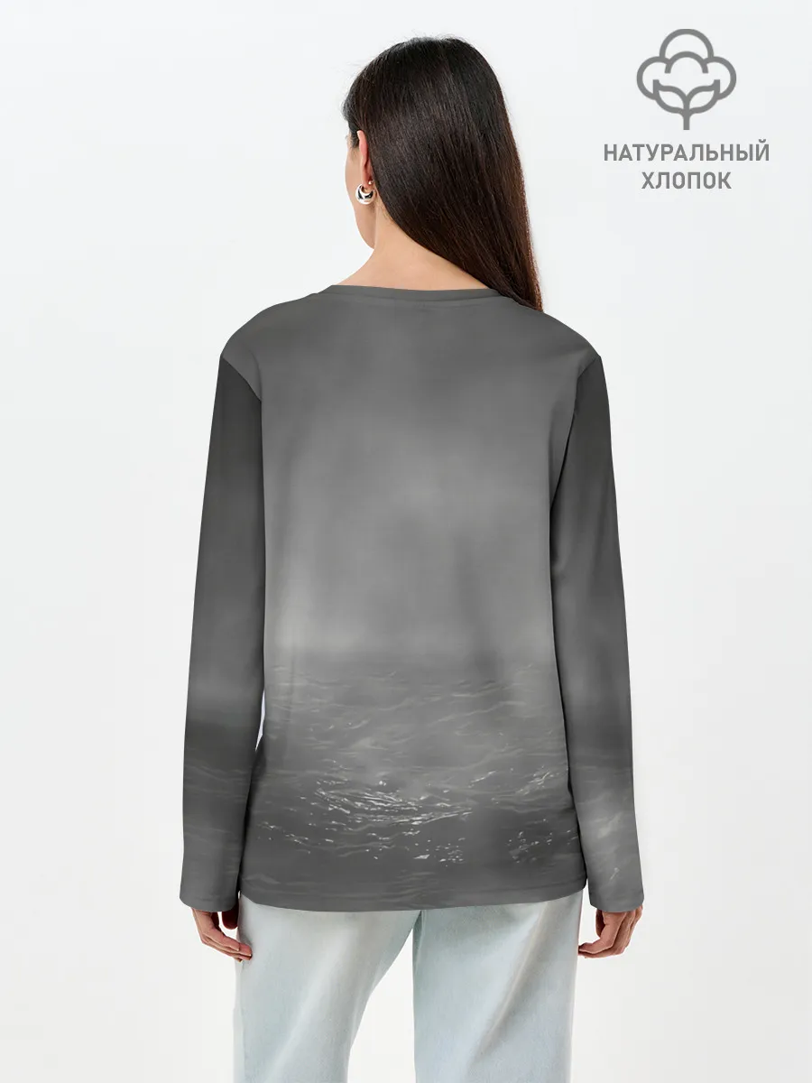 Лонгслив женский. Хлопок / Пираты в море