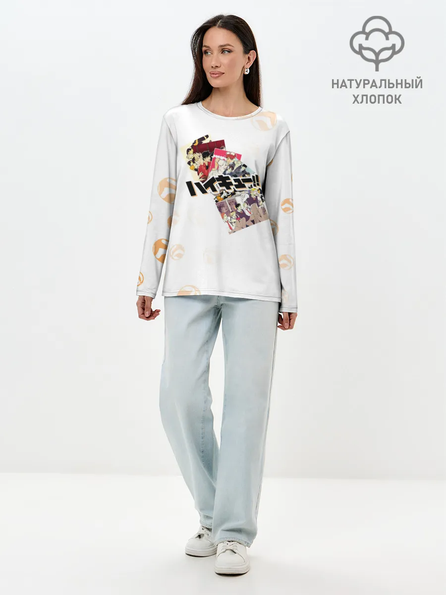 Лонгслив женский. Хлопок / ВОЛЕЙБОЛ!! сцены с командами | Haikyuu!!