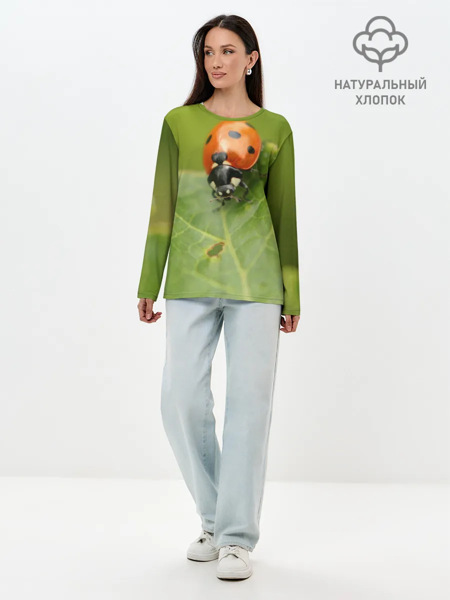 Лонгслив женский. Хлопок / Божья коровка