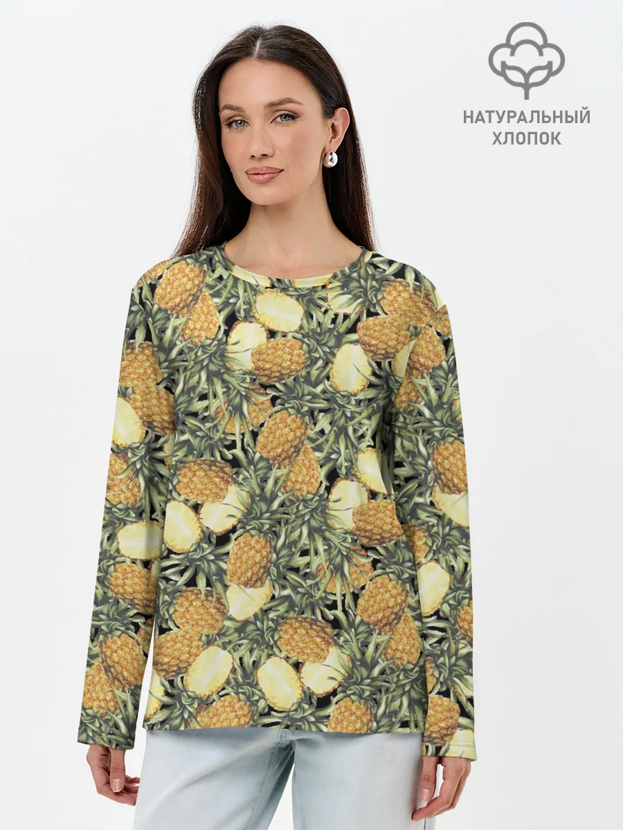 Лонгслив женский. Хлопок / ананасы
