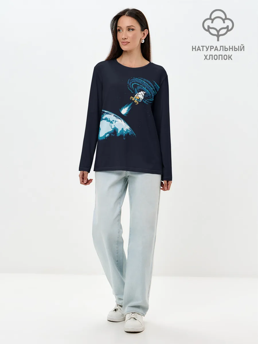 Лонгслив женский. Хлопок / Небесный хадукен