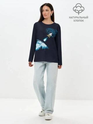 Лонгслив женский. Хлопок / Небесный хадукен