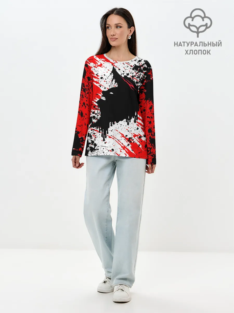 Лонгслив женский. Хлопок / БЕРСЕРК краска брызги