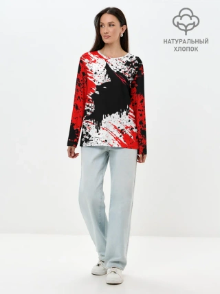 Лонгслив женский. Хлопок / БЕРСЕРК краска брызги