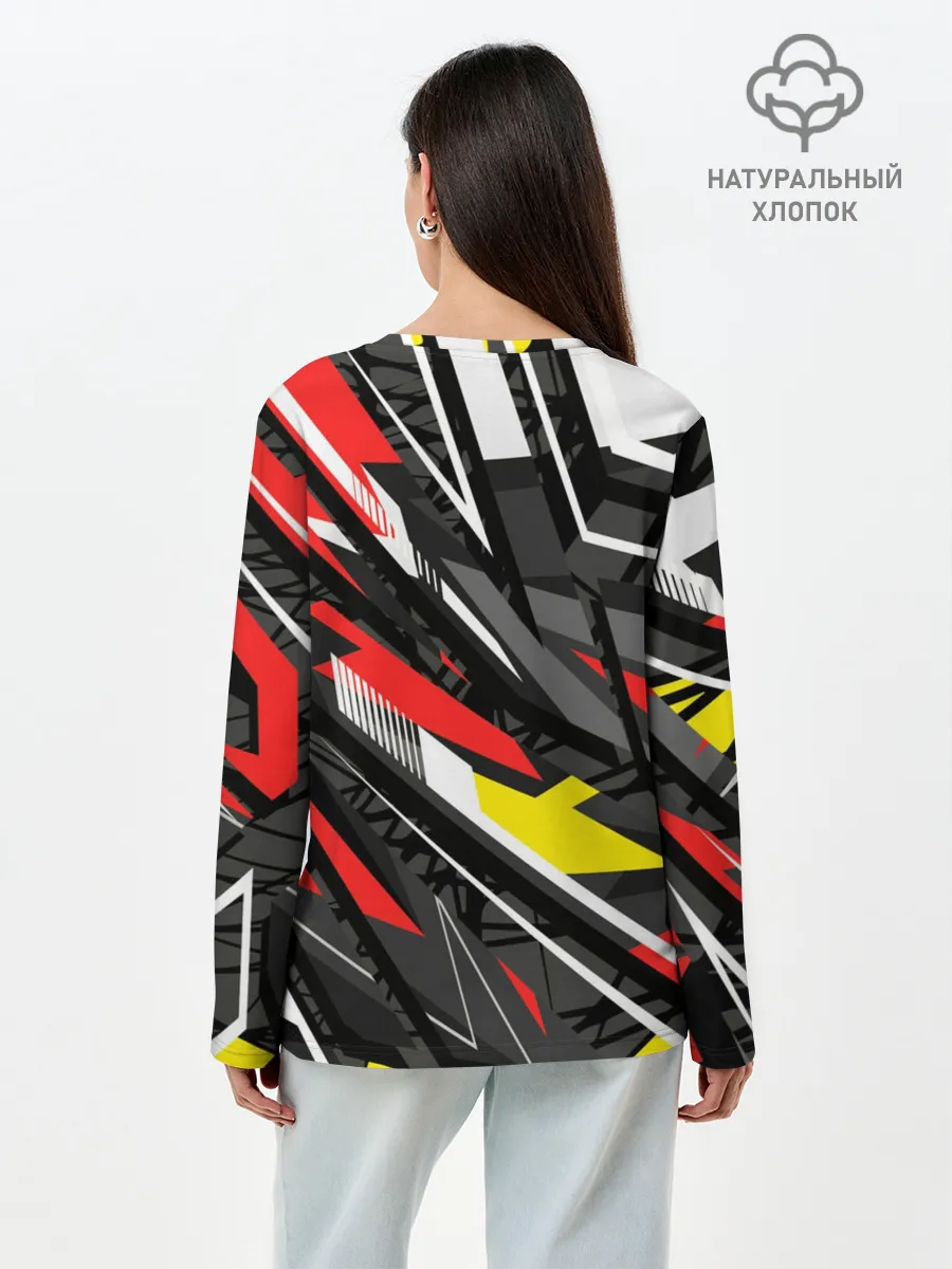 Лонгслив женский. Хлопок / Фон. Абстракция.