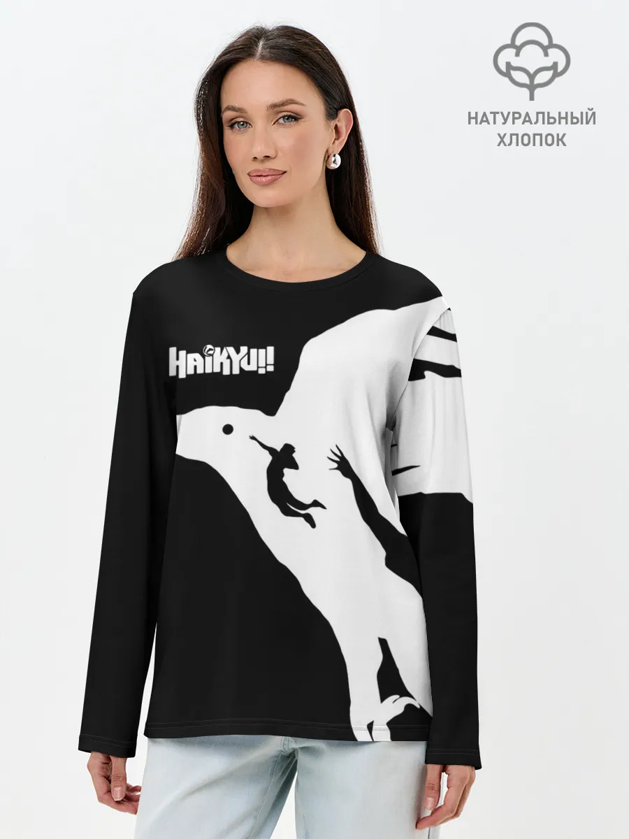 Лонгслив женский. Хлопок / Ворон Карасуно Haikyu!!