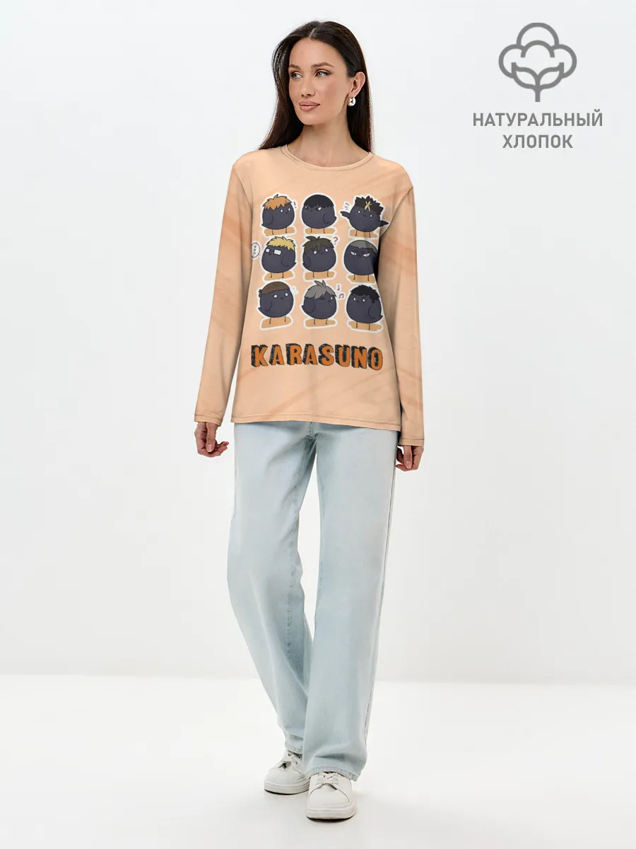 Лонгслив женский. Хлопок / Вороны школы Карасуно Haikyu!!