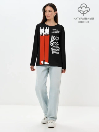 Лонгслив женский. Хлопок / Карты, деньги, два ствола.