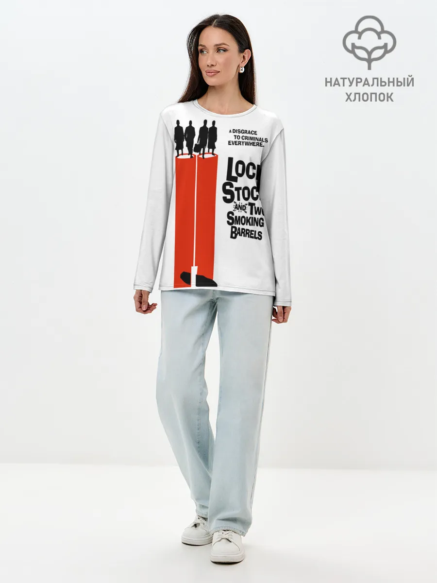 Лонгслив женский. Хлопок / Карты, деньги, два ствола.