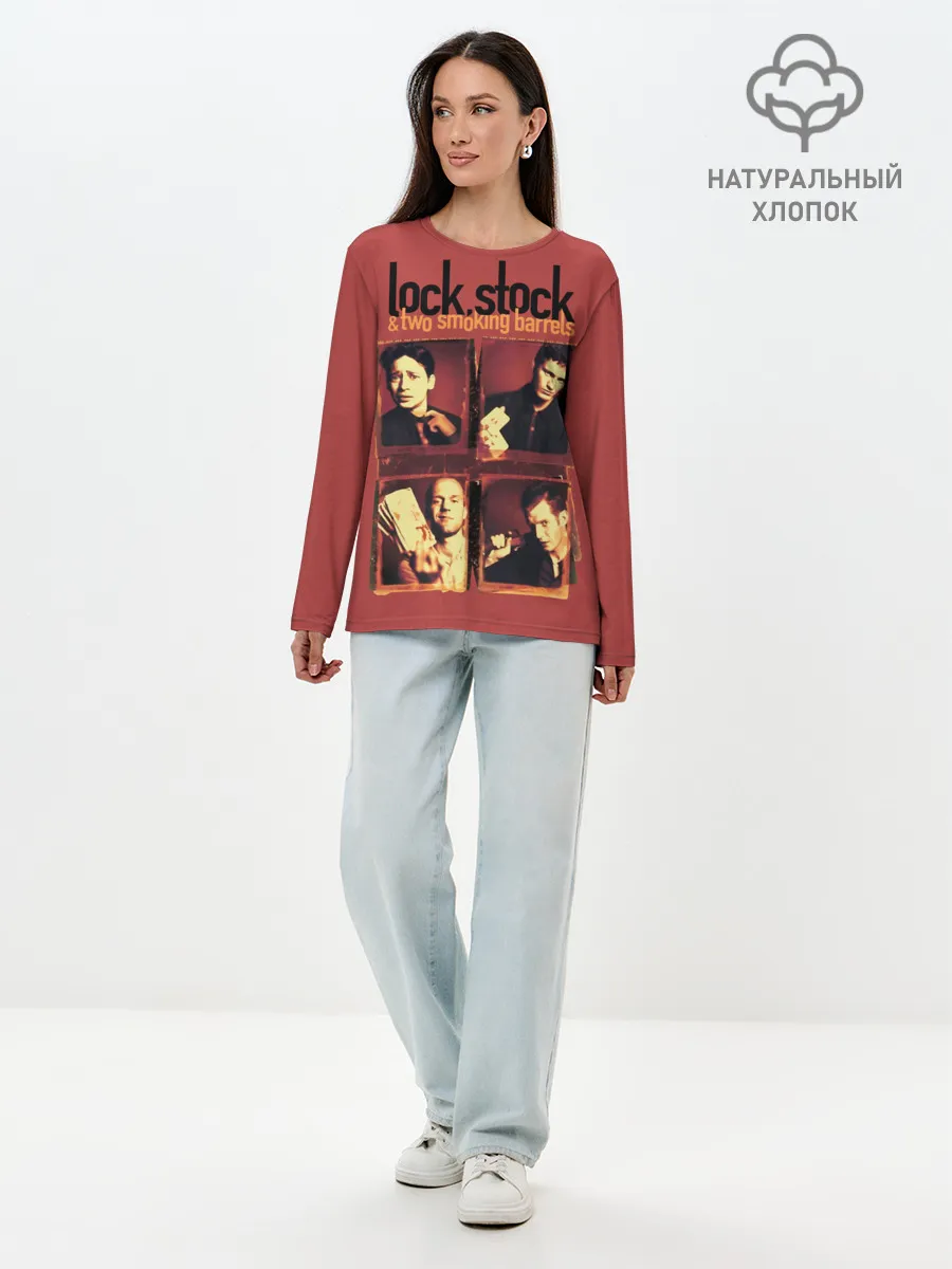 Лонгслив женский. Хлопок / Карты, деньги, два ствола.