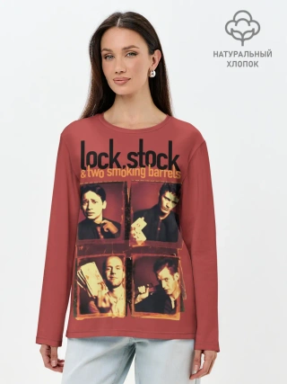 Лонгслив женский. Хлопок / Карты, деньги, два ствола.