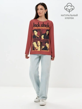 Лонгслив женский. Хлопок / Карты, деньги, два ствола.