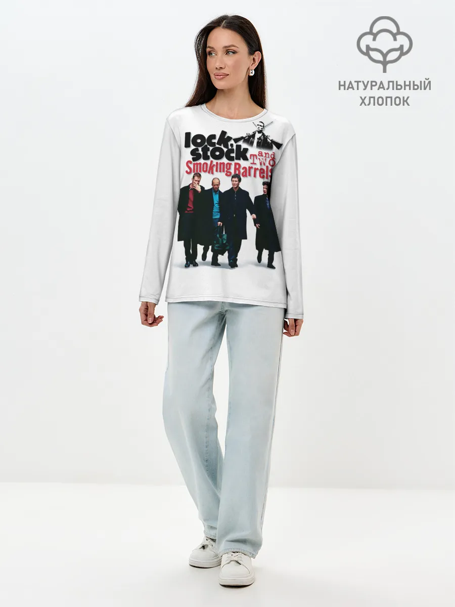 Лонгслив женский. Хлопок / Карты, деньги, два ствола.