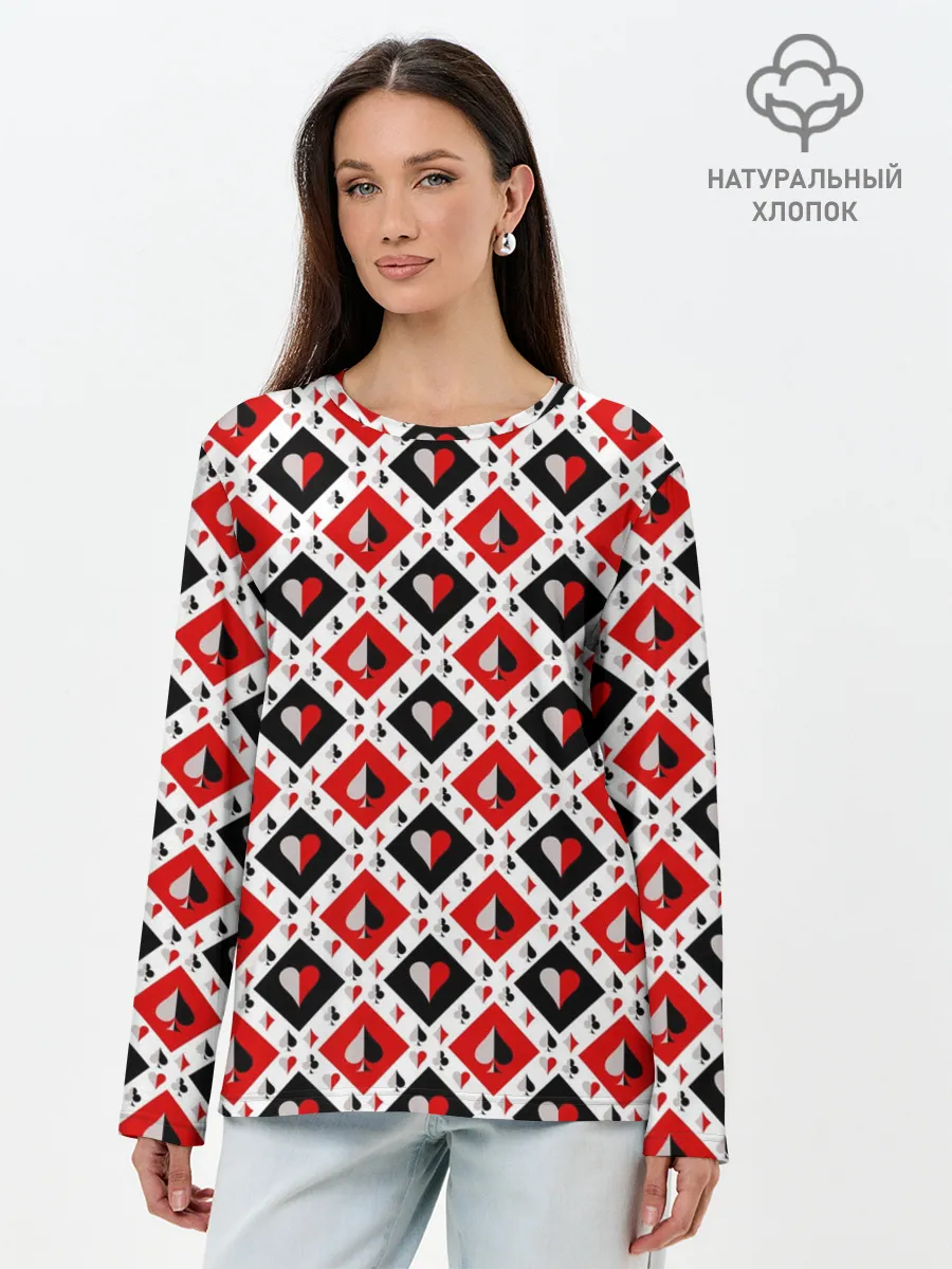 Лонгслив женский. Хлопок / Карточный Катала