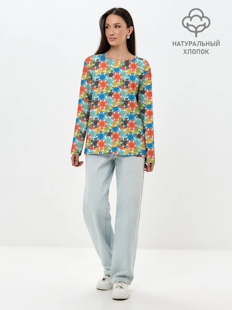 Лонгслив женский. Хлопок / Фишки