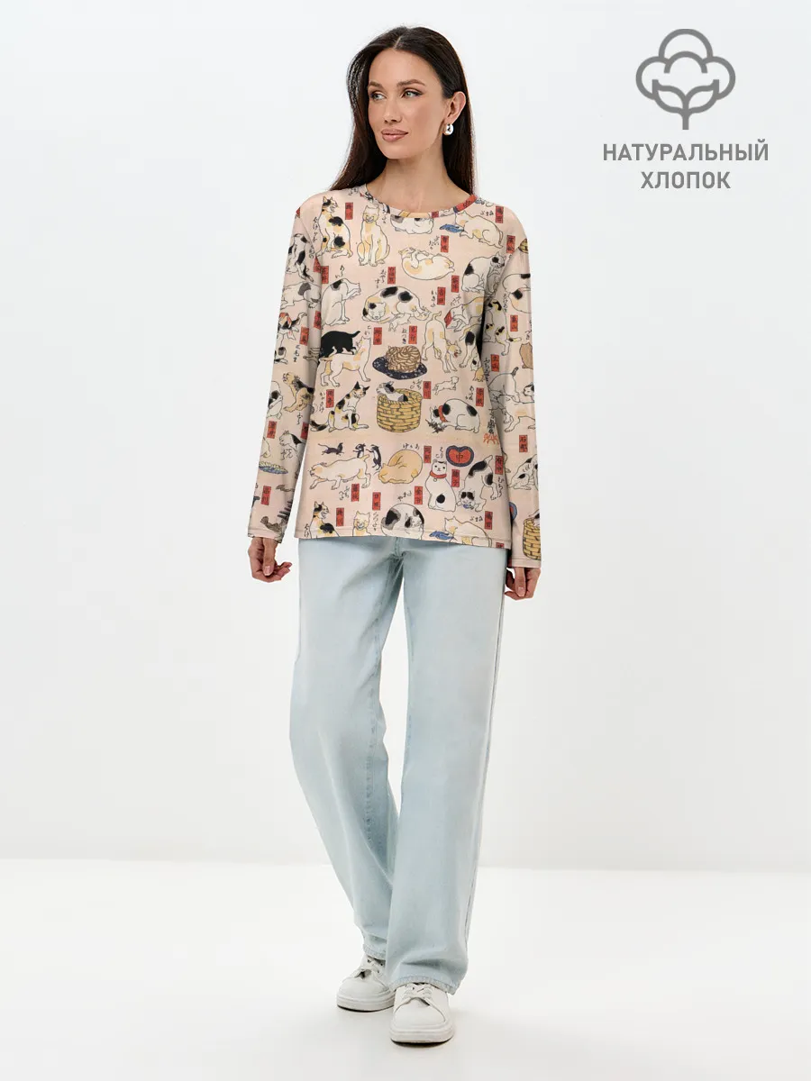 Лонгслив женский. Хлопок / Kuniyoshi Cats