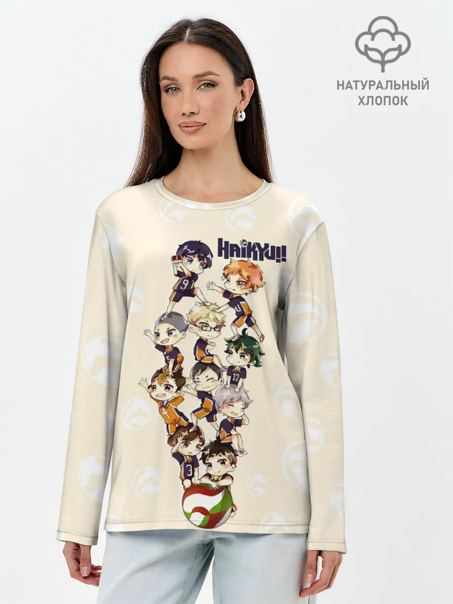 Лонгслив женский. Хлопок / Команда Карасуно | Haikyuu!!