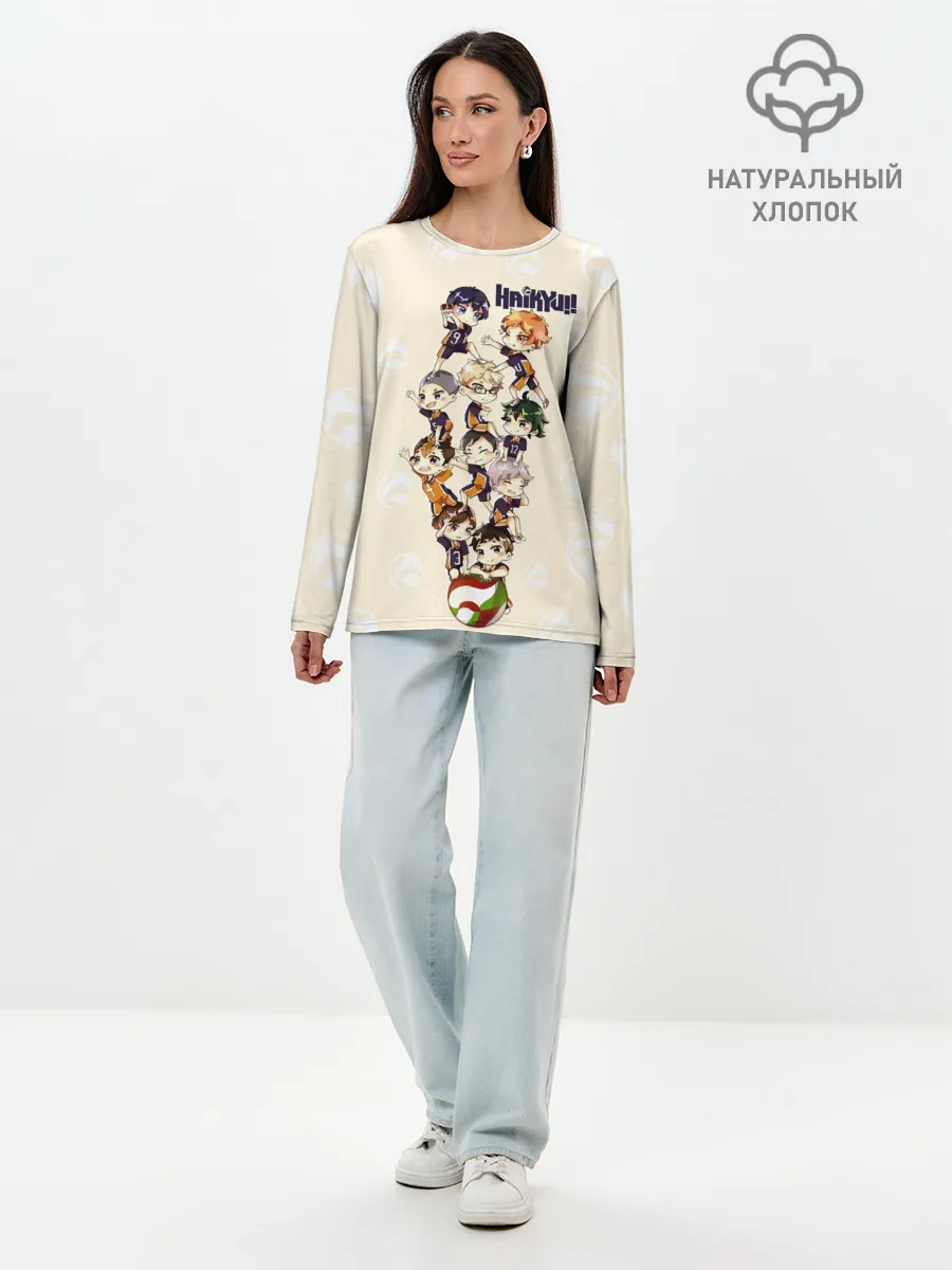 Лонгслив женский. Хлопок / Команда Карасуно | Haikyuu!!