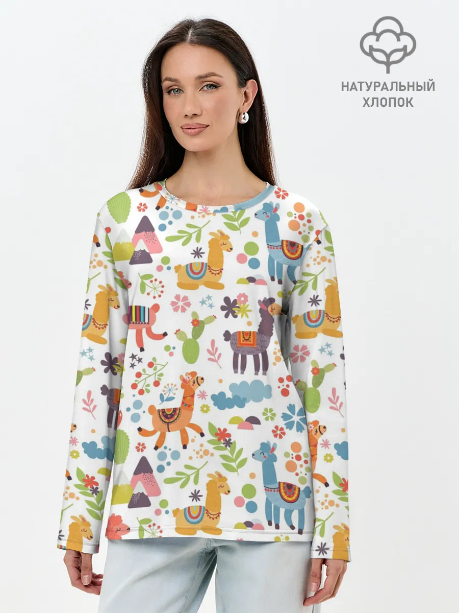 Лонгслив женский. Хлопок / Ламы
