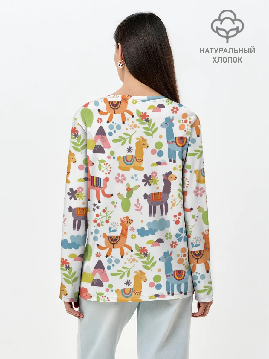 Лонгслив женский. Хлопок / Ламы