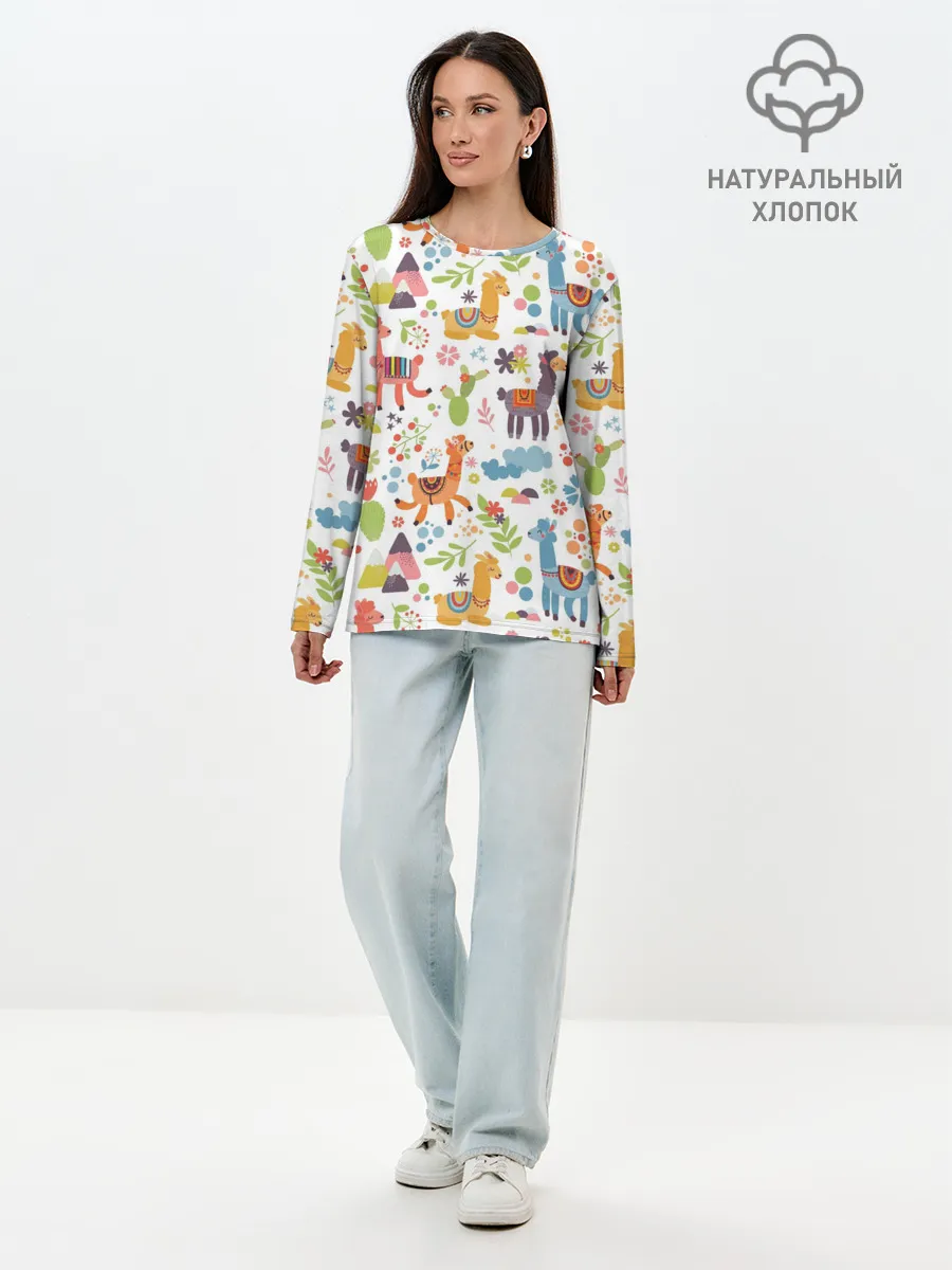 Лонгслив женский. Хлопок / Ламы