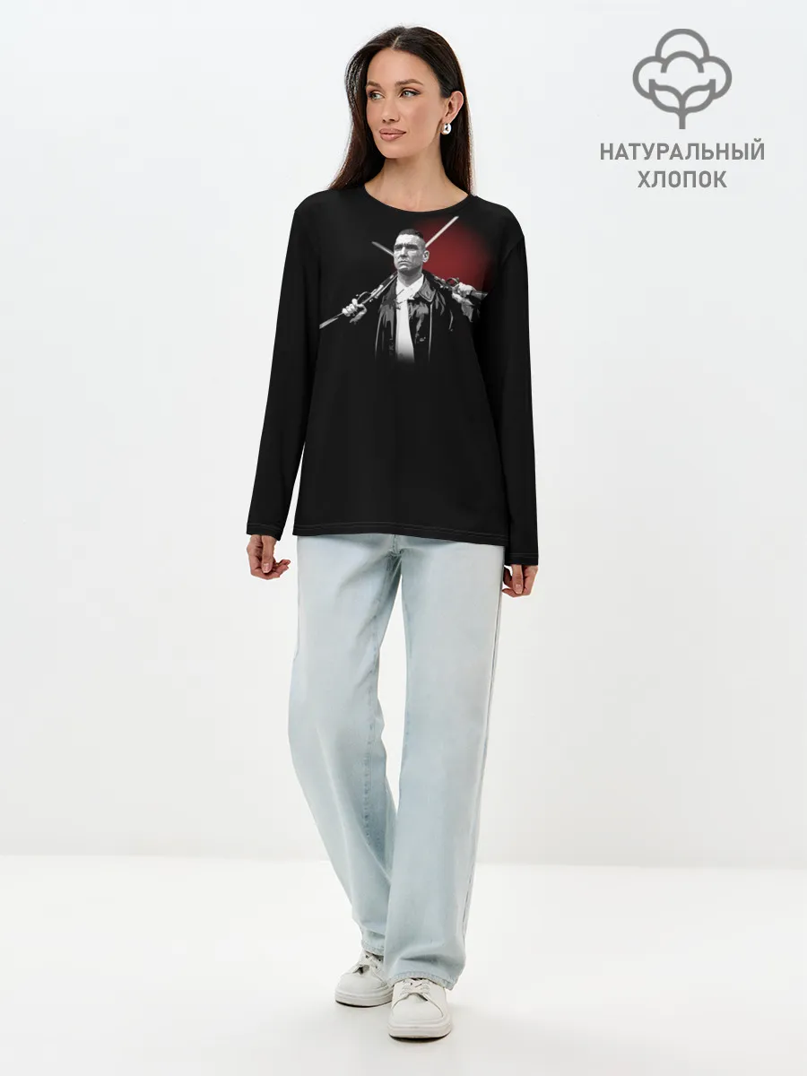 Лонгслив женский. Хлопок / Карты Деньги Два Ствола Крис