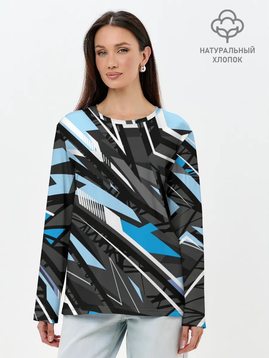 Лонгслив женский. Хлопок / Текстура. Линия. Движение