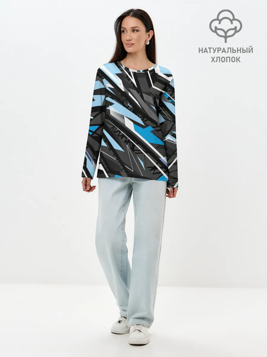 Лонгслив женский. Хлопок / Текстура. Линия. Движение