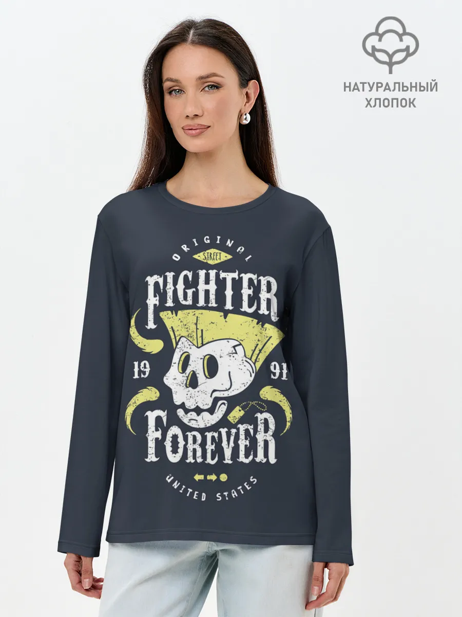 Лонгслив женский. Хлопок / Fighter forever