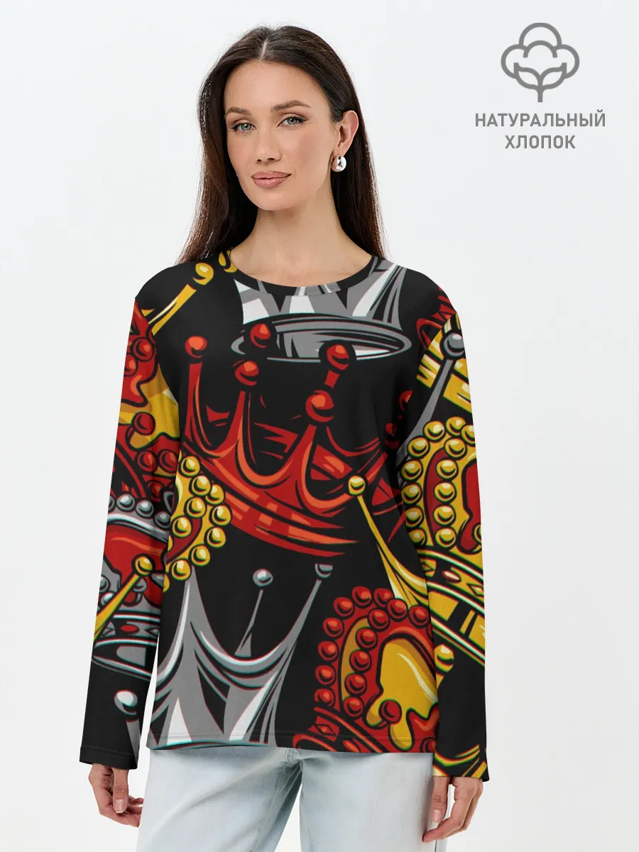 Лонгслив женский. Хлопок / КОРОЛЕВСКИЙ БАГРОВЫЙ 3D