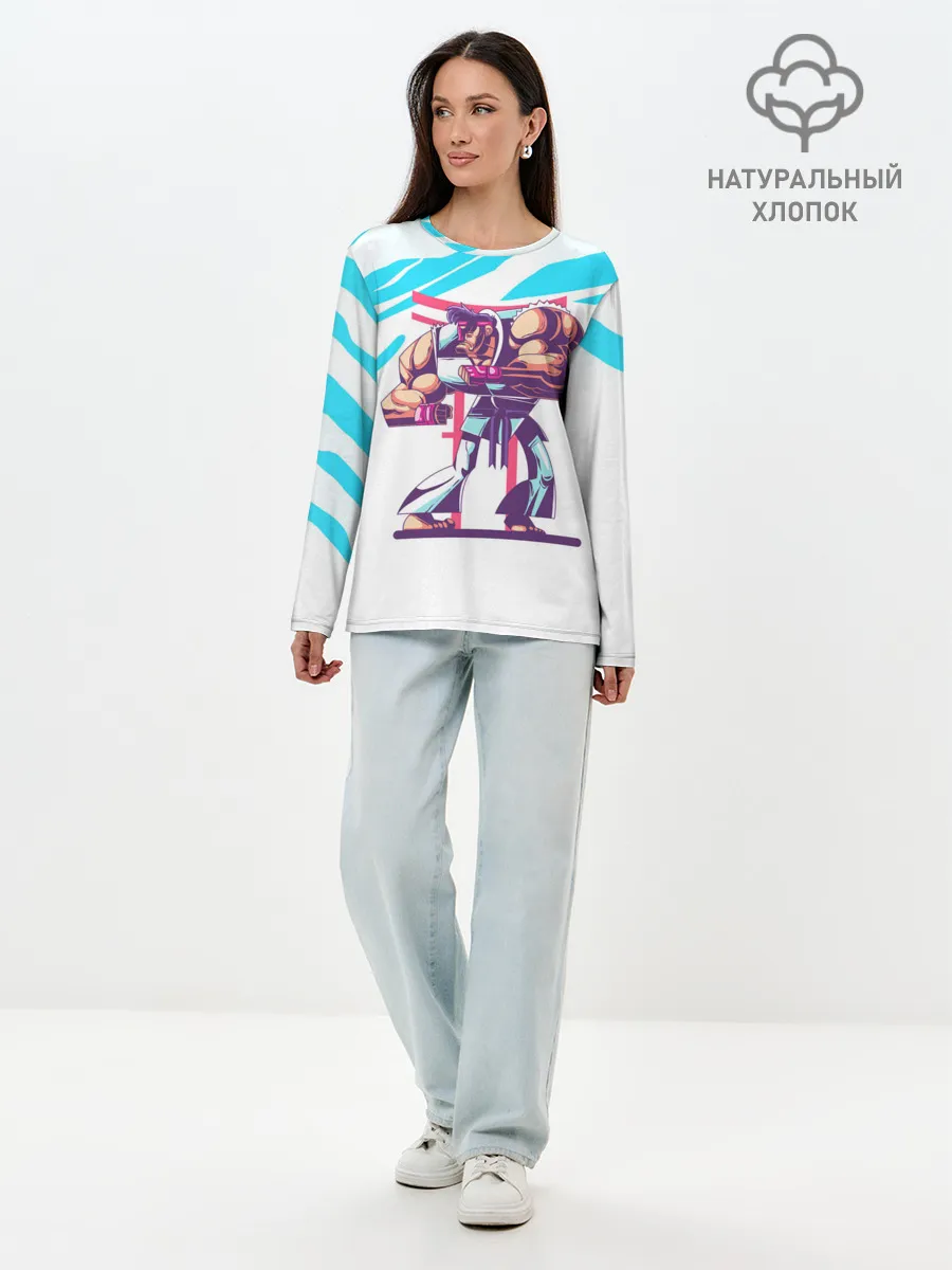 Лонгслив женский. Хлопок / Опасный Рю