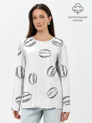 Лонгслив женский. Хлопок / Кофейные зёрна