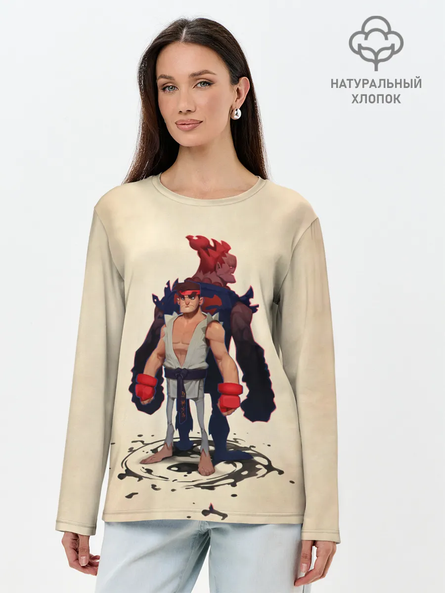 Лонгслив женский. Хлопок / Рю и Акума