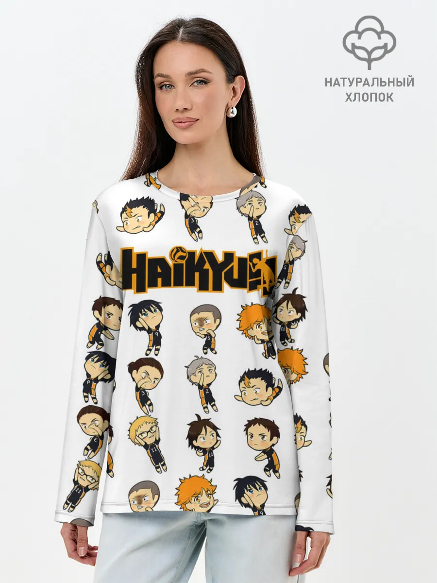 Лонгслив женский. Хлопок / Команда школы Карасуно | Haikyuu!!