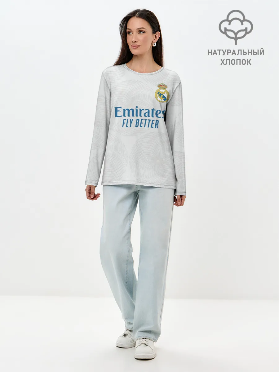 Лонгслив женский. Хлопок / Реал Мадрид форма 2021/2022