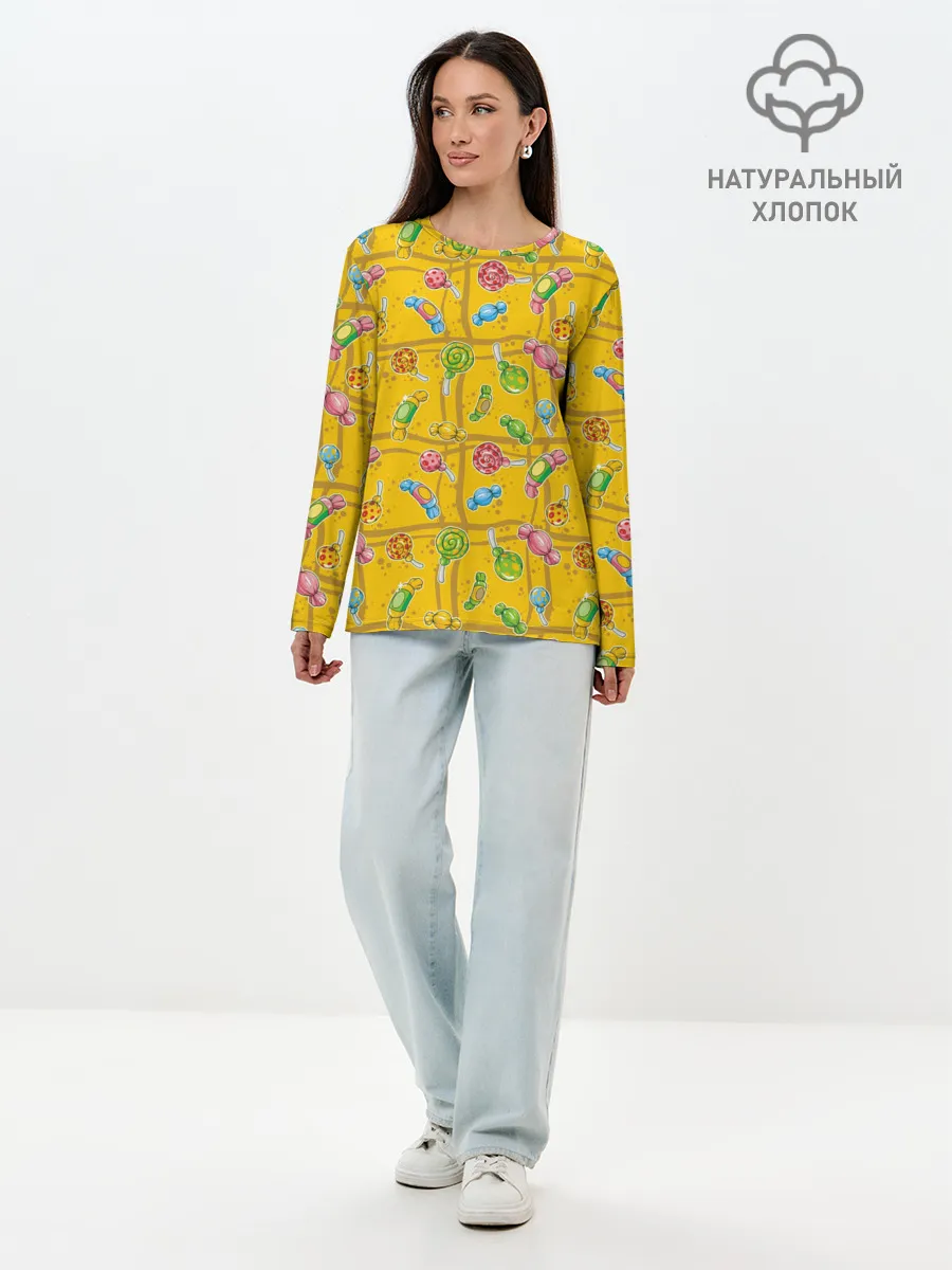 Лонгслив женский. Хлопок / Конфеты